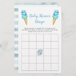 Blue Ice Cream Baby Shower Bingo Game