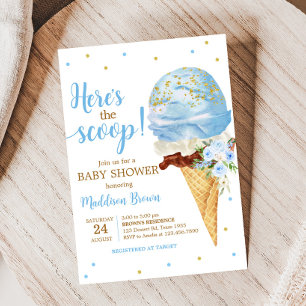 Blue Ice Cream Baby Shower  Invitation