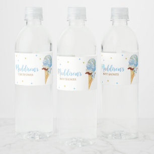 Blue Ice Cream Baby Shower  Water Bottle Label
