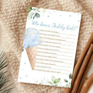 Blue Ice Cream Baby Shower Who Knows Daddy Best