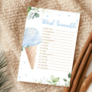 Blue Ice Cream Baby Shower Word Scramble Game