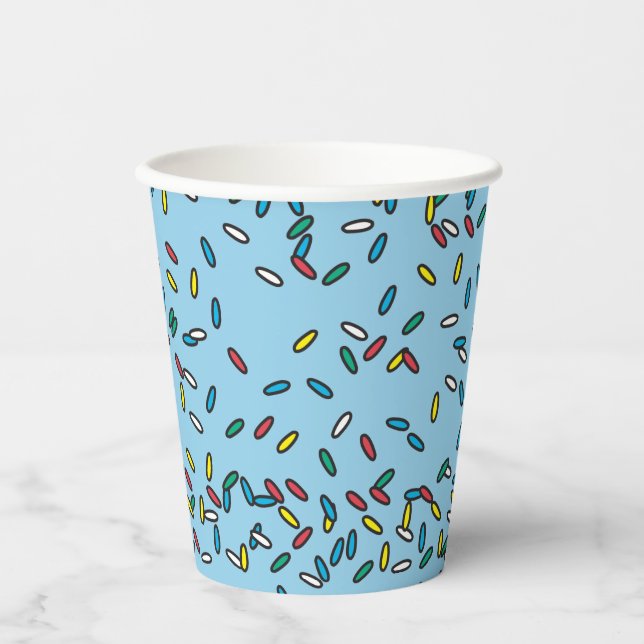 Blue Ice Cream Colourful Sprinkles Paper Cups (Front)