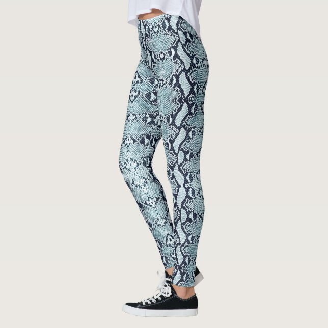 Blue Ice Faded Python Snakeskin Leggings (Left)