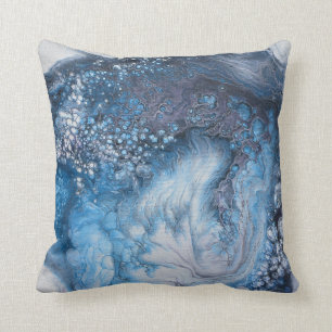 Blue Ice Fire Throw Pillow