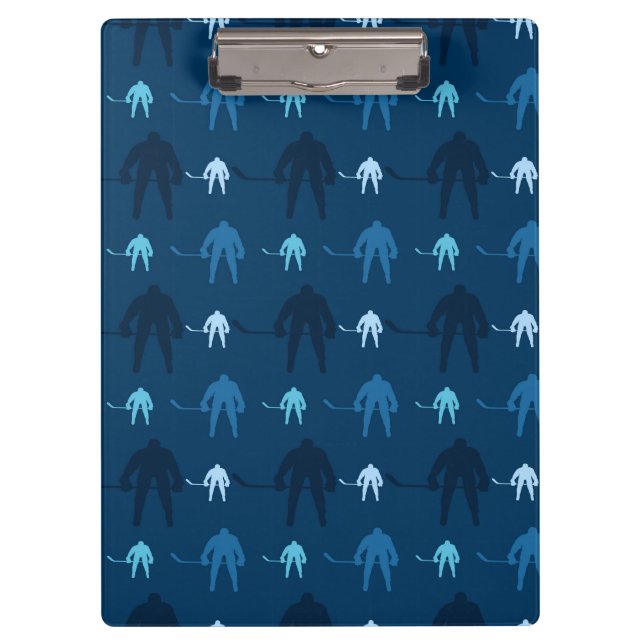 Blue Ice Hockey Player Pattern Clipboard (Front)