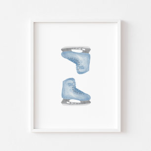 Blue Ice hockey skate wall art