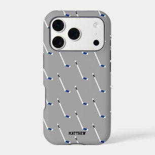 Blue Ice Hockey Stick Pattern Personalised