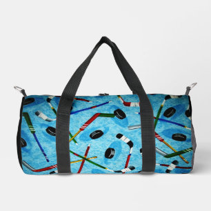 Blue Ice Hockey Theme Duffle Bag