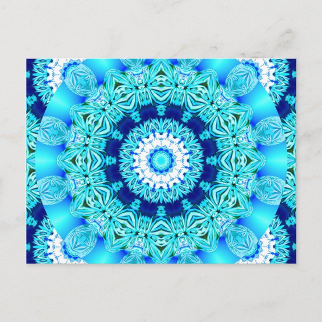 Blue Ice Lace Doily, Abstract Aqua Postcard (Front)