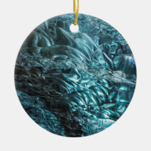 Blue ice of an ice cave, Iceland Ceramic Ornament