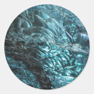 Blue ice of an ice cave, Iceland Classic Round Sticker