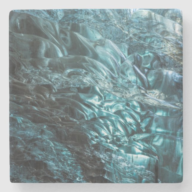 Blue ice of an ice cave, Iceland Stone Coaster (Front)