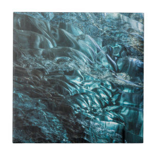 Blue ice of an ice cave, Iceland Tile