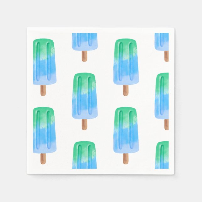 Blue Ice Pops Boy Birthday Napkin (Front)