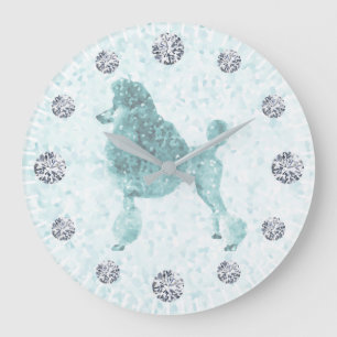 Blue Ice Posh Poodle Diamond Hour Large Clock