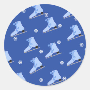 Blue Ice Skating  Classic Round Sticker