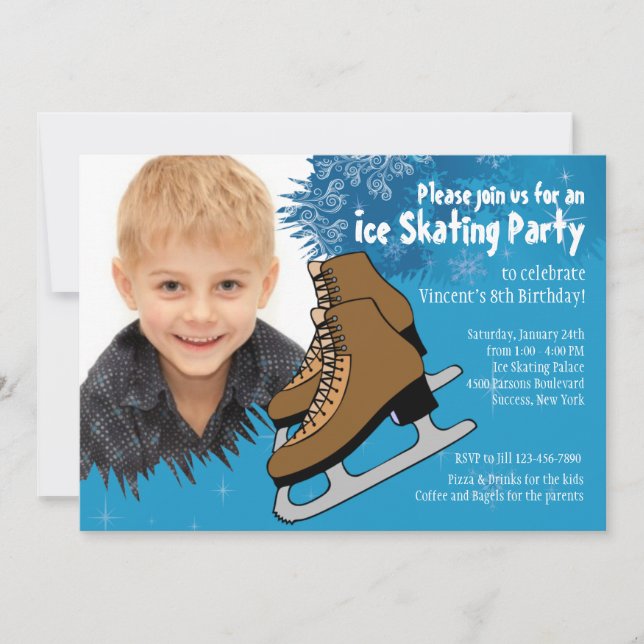 Blue Ice Skating Party Invitation (Front)