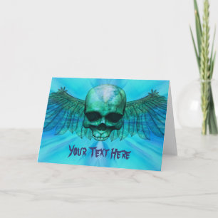 Blue Ice Winged Skull Card