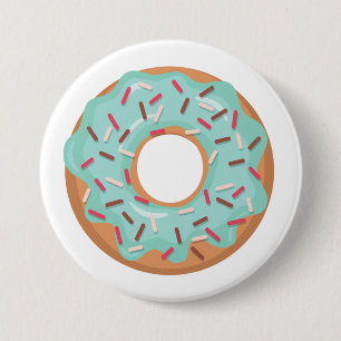 Blue Iced Doughnut With Sprinkles 7.5 Cm Round Badge