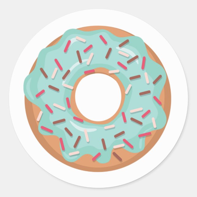  Blue Iced Doughnut With Sprinkles Classic Round Sticker (Front)