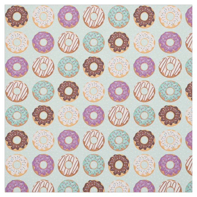 Blue Iced Doughnuts With Sprinkles Pattern Party Fabric (Swatch)