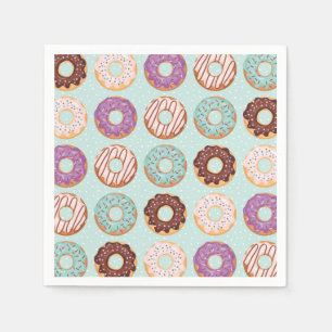 Blue Iced Doughnuts With Sprinkles Pattern Party Napkin