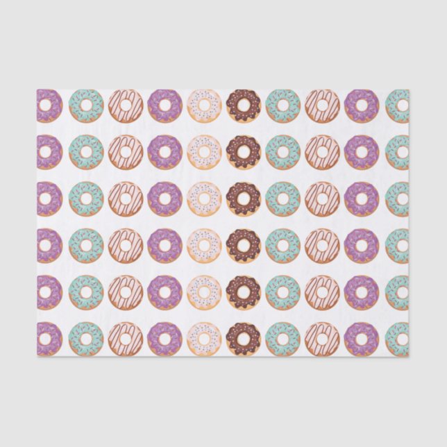 Blue Iced Doughnuts With Sprinkles Pattern Party Tissue Paper (Front)
