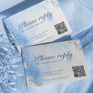 Blue icy winter snowflake RSVP Wedding card