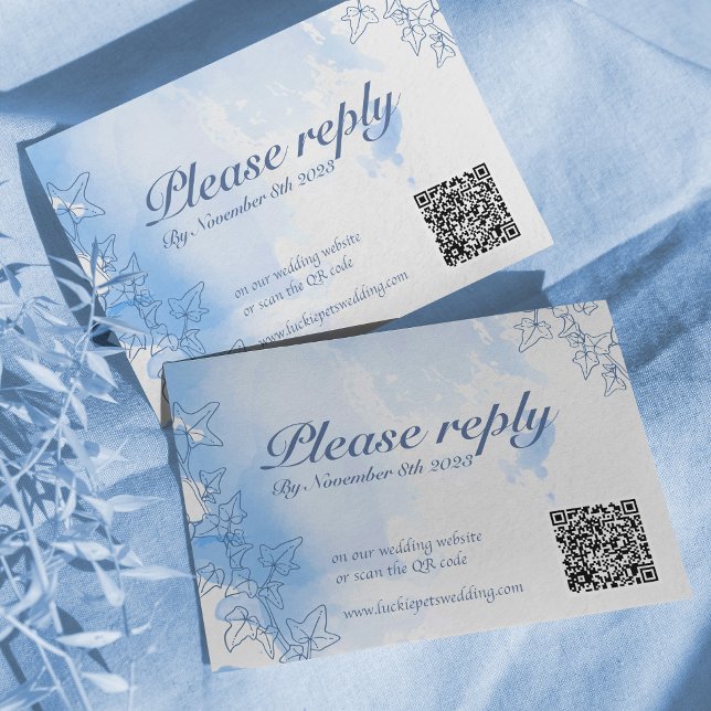 Blue icy winter snowflake RSVP Wedding card (Creator Uploaded)