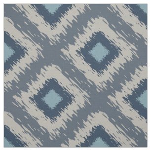 Blue Ikat Pattern Diamond Tribal Print Editable Fabric