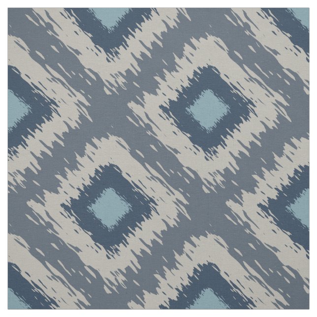 Blue Ikat Pattern Diamond Tribal Print Editable Fabric (Swatch)
