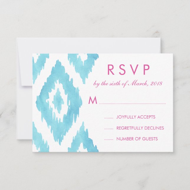 Blue Ikat RSVP Card (Front)