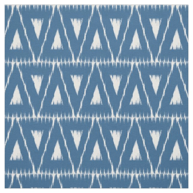 Blue Ikat Triangles pattern fabric (Swatch)
