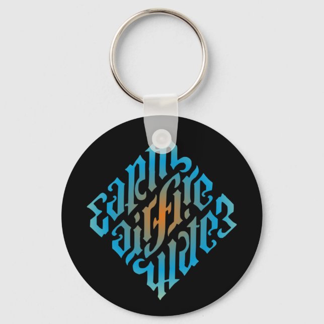 Blue Illuminati Elements Symbol Key Ring (Front)