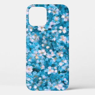 Blue Impressionism Flowers iPhone 12 Case