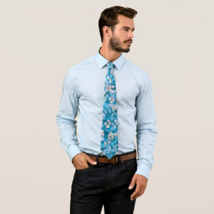 Blue Impressionism Flowers Tie