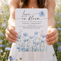 Blue In Bloom Bridal Shower Invitation Card