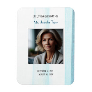 Blue In Loving Memory Elegant Funeral Memorial Magnet