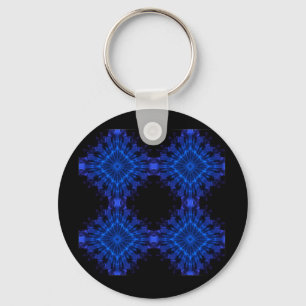 Blue Incendia Design of Four Blue Star Cubes Key Ring