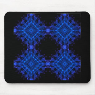 Blue Incendia Design of Four Blue Star Cubes Mouse Pad