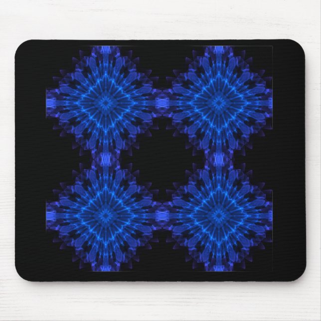 Blue Incendia Design of Four Blue Star Cubes Mouse Pad (Front)