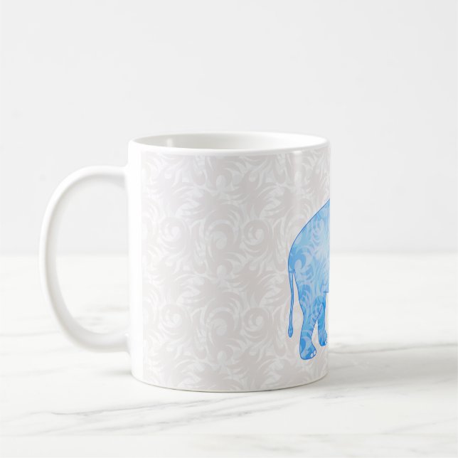 Blue Indian Pattern Elephant Coffee Mug (Left)
