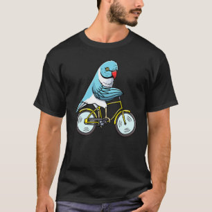 Blue Indian Ringneck Bird Riding A Bike Parrot Bik T-Shirt
