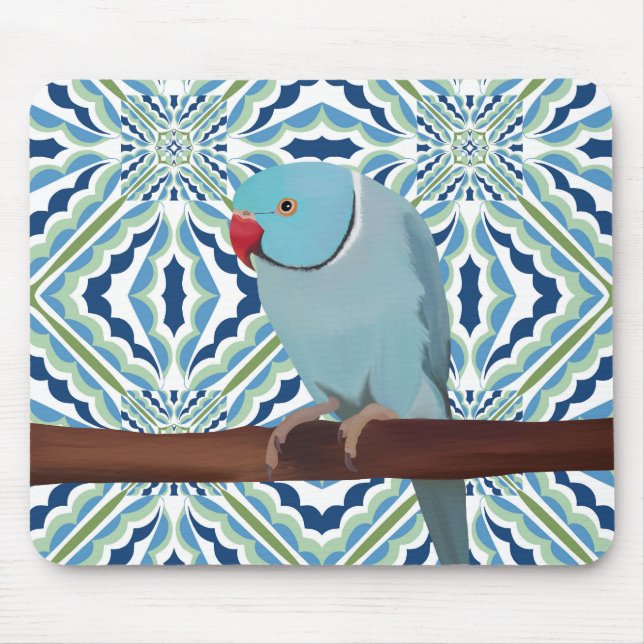 Blue Indian Ringneck Parakeet Mouse Pad (Front)