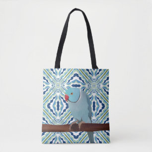 Blue Indian Ringneck Parakeet Tote Bag