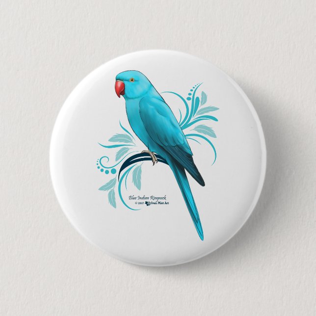 Blue Indian Ringneck Parrot 6 Cm Round Badge (Front)