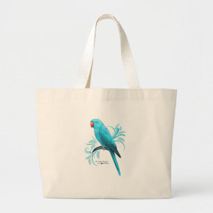 Blue Indian Ringneck Parrot Large Tote Bag