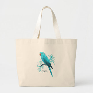 Blue Indian Ringneck Parrot Large Tote Bag
