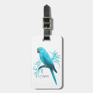 Blue Indian Ringneck Parrot Luggage Tag