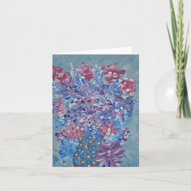 Blue Indigo Bouquet Note Card (Front)